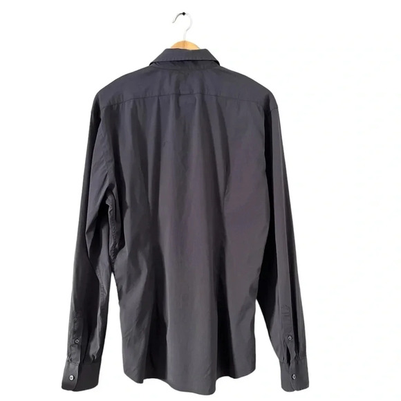 Prada Men’s Slim Fit Stretch Button-Up Shirt Dark Gray 42 (16.5) Made in Italy - Picture 2 of 12